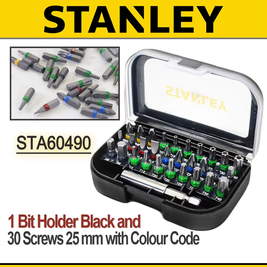 Stanley STA60490 31 pièces arc-en-ciel lot tête ensemble accessoires pour outils électriques tournevis électrique tête de tournevis avec 1 porte-embout