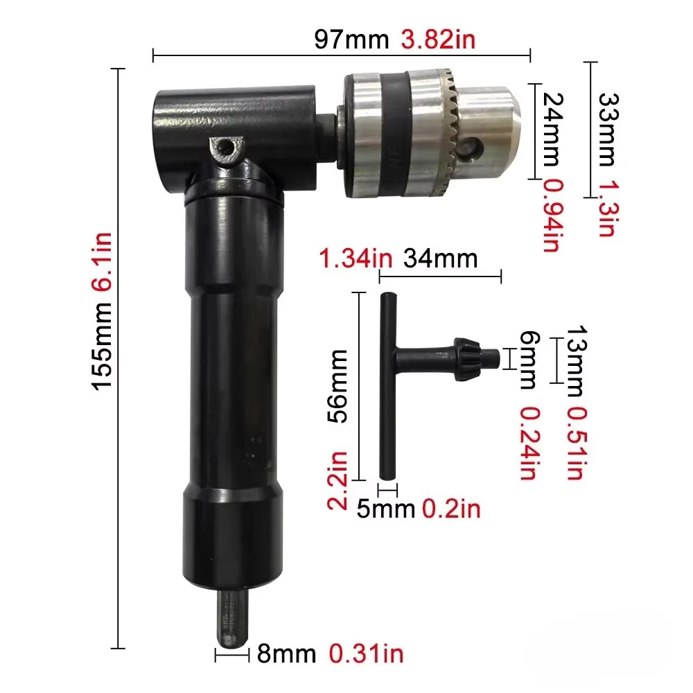 Adaptateur d'angle droit 90 degrés en alliage d'aluminium pour perceuse électrique
