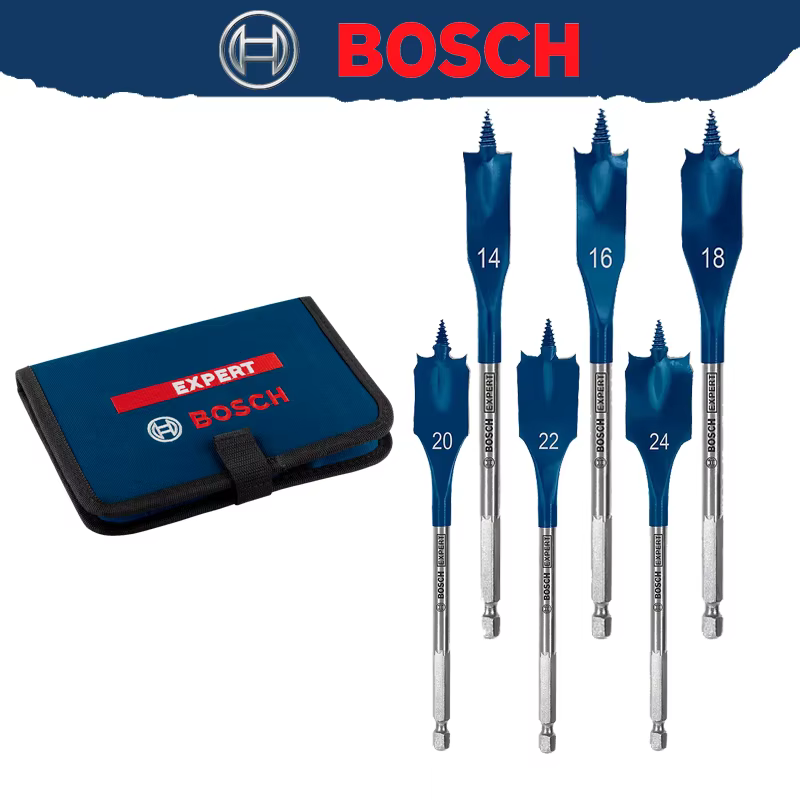 Bosch EXPERT Forets à bois 6 pièces 14/16/18/20/22/24mm Kit d'outils de perçage de trous filetés à alimentation automatique 2608900332