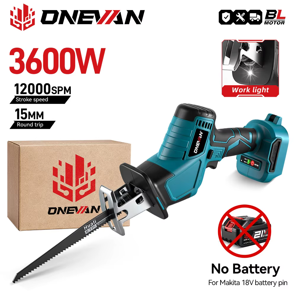 ONEVAN 3600W scie alternative électrique sans brosse 12000spm outils de coupe de tuyau/bois sans fil