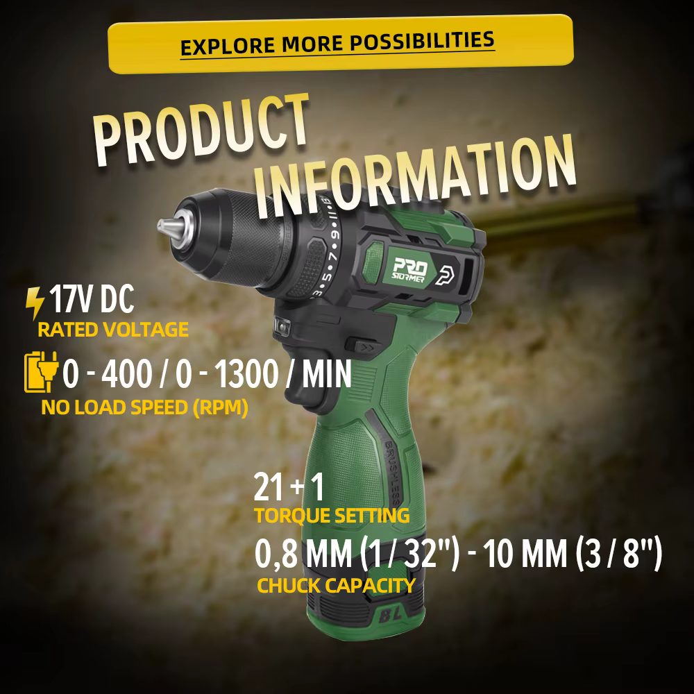 PROSTORMER – perceuse électrique sans balais 17V