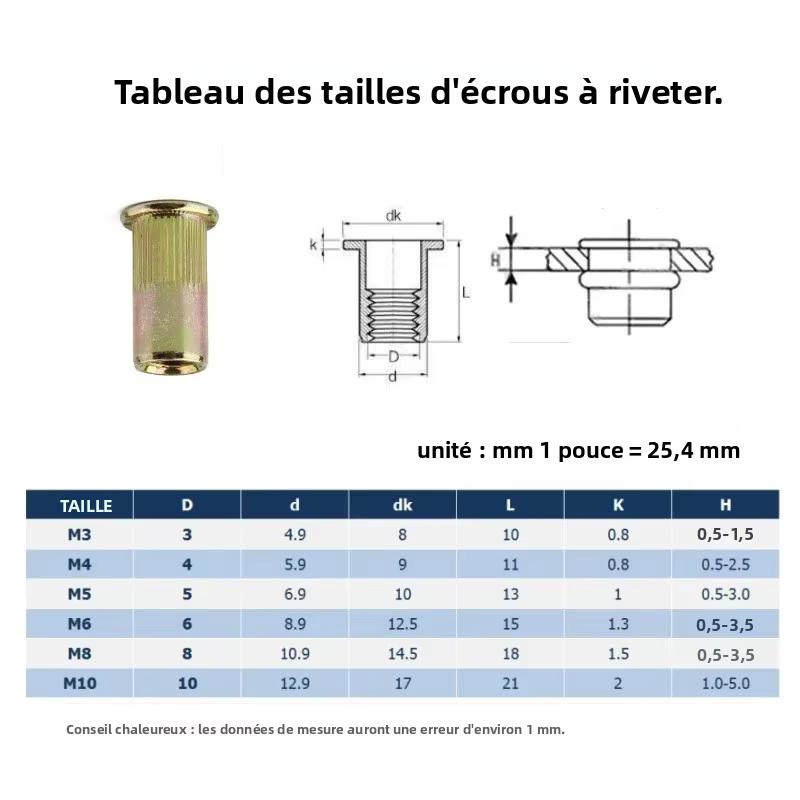 Outil de rivetage manuel avec 10 rivets
