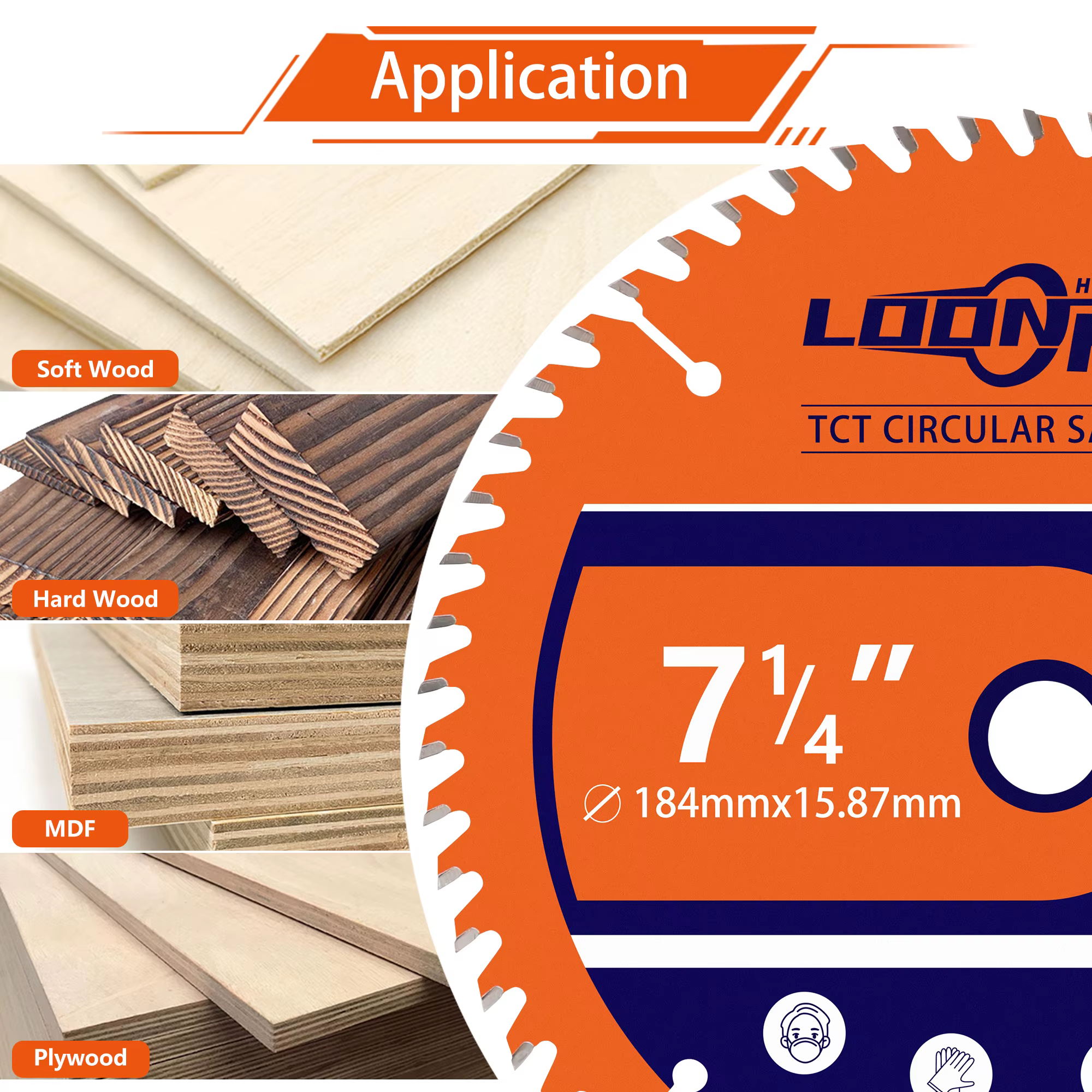 Loonpon TCT lame de scie circulaire en carbure disques de roue disque de coupe du bois 115 140 165 184 254mm