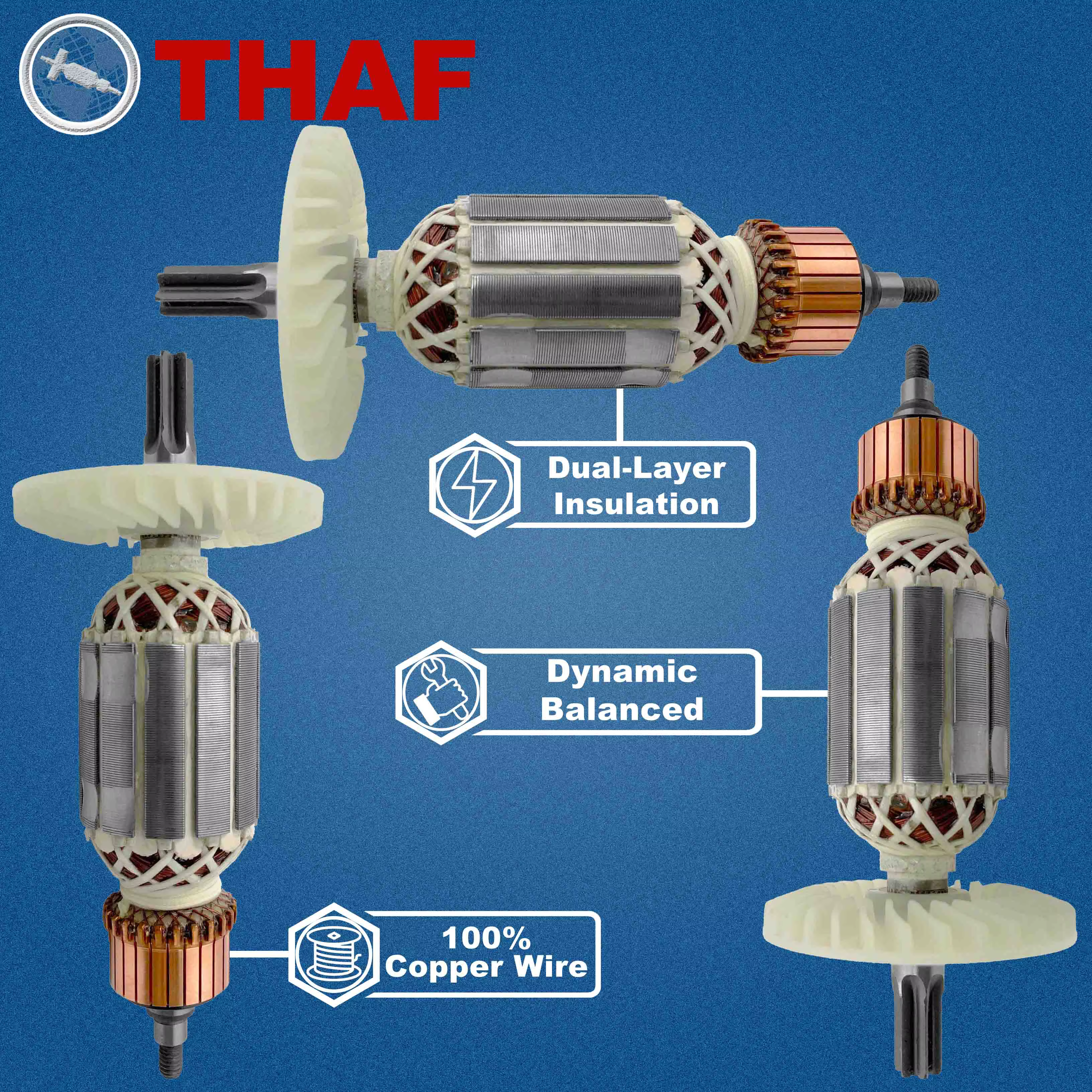 AC 220V 240V DH40MR Induit Rotor pour HITACHI Marteau Perforateur Pièces de rechange Perceuse à percussion DH 40MR