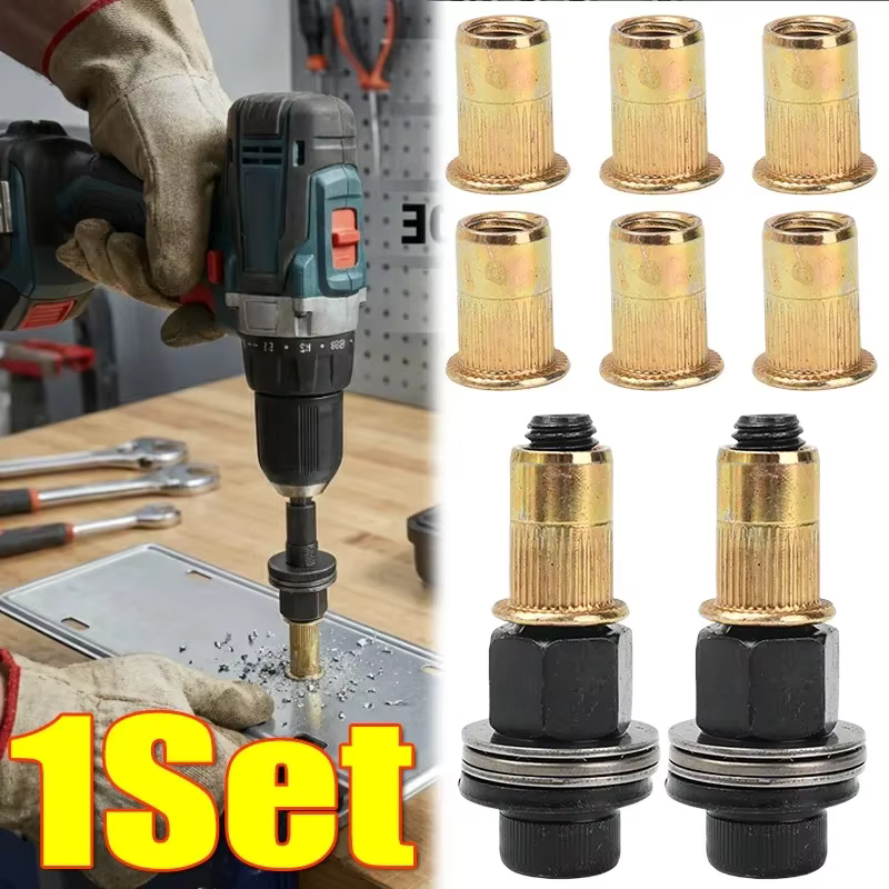 Accessoires pour outil de rivetage manuel : Tête de rivet pour fixation de plaque d'immatriculation