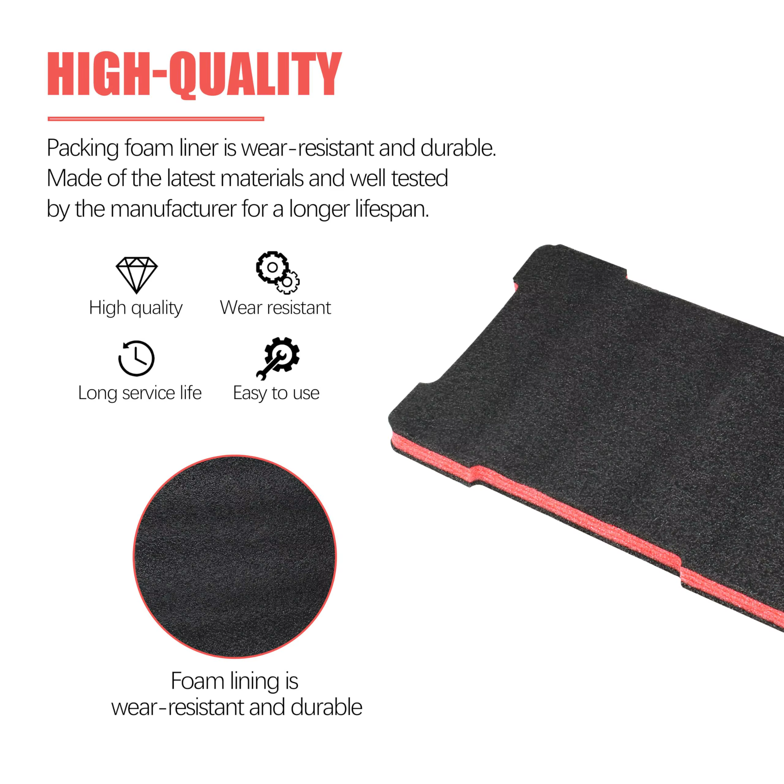 Insert en mousse antichoc compatible avec la boîte à outils Milwaukee 48-22-8435 Packout