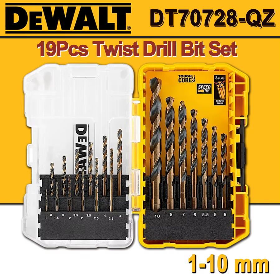 Haute dureté noir et or foret hélicoïdal ensemble 1-10mm forets électriques Kit 19 pièces accessoires pour outils
