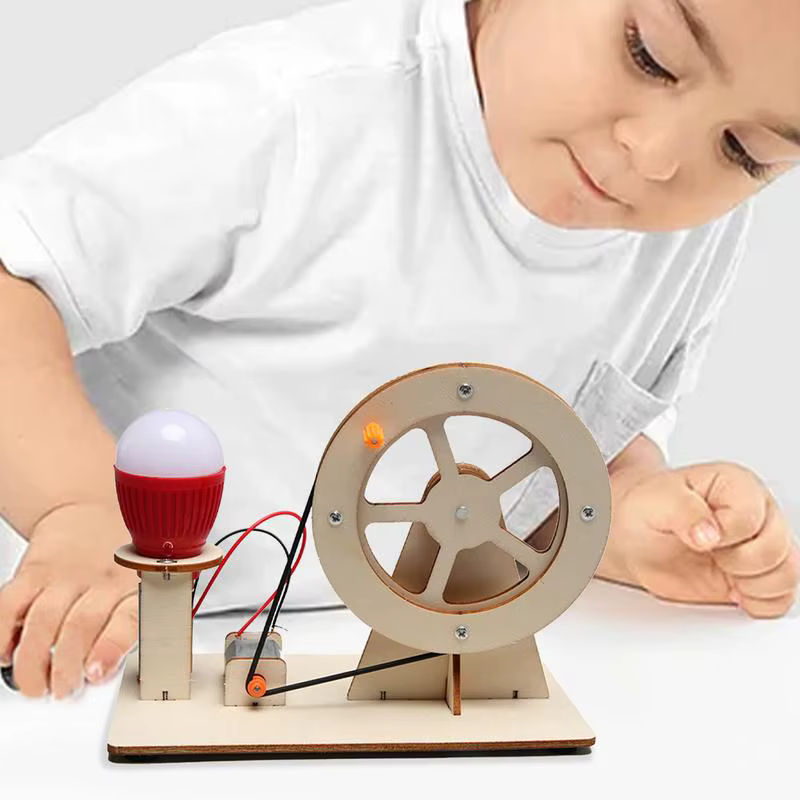 Générateur à main en bois pour enfants, jouet scientifique, Gadget de technologie STEM drôle, Kit de physique, jouets éducatifs pour enfants, jouet d'apprentissage, bricolage