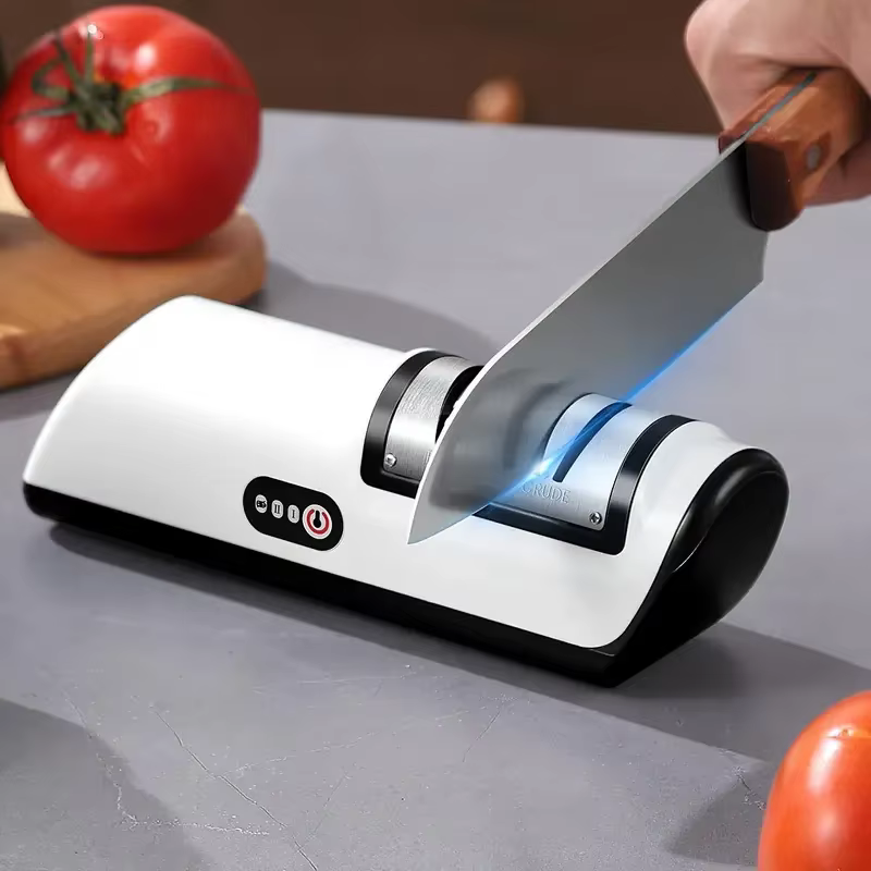Aiguiseur de couteaux électrique multifonctionnel antidérapant, aiguiseur de couteaux professionnel automatique de petite taille, outils d'affûtage rapide pour la cuisine