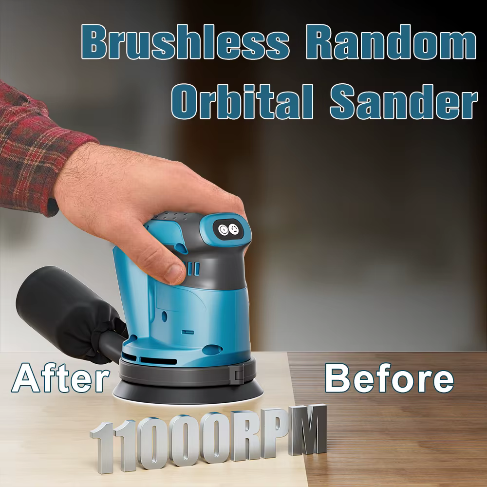 Ponceuse orbitale aléatoire électrique sans fil de 125mm pour batterie Makita 18V 3 vitesses meuleuse à bois