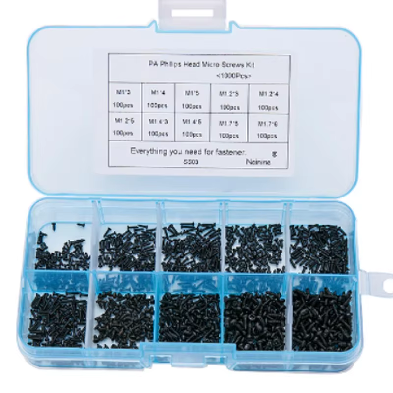1000 pièces vis autotaraudeuses PA M1 M2 M1.4 M1.7 petite tête cylindrique Phillips vis pour ordinateur portable vis d'ordinateur noir