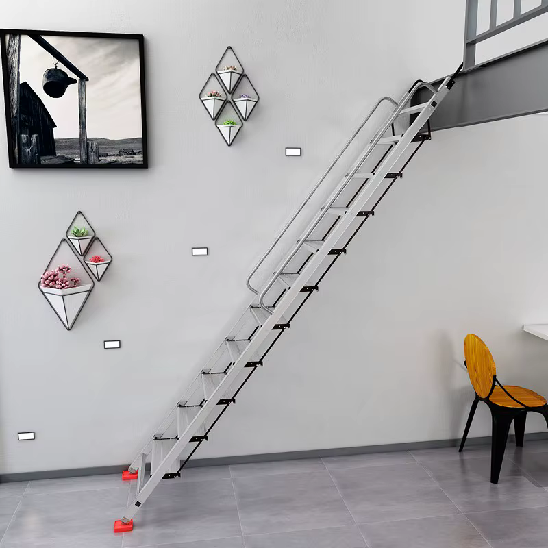 Échelle de loft multifonctionnelle en alliage d'aluminium épaissi d'intérieur escaliers modernes