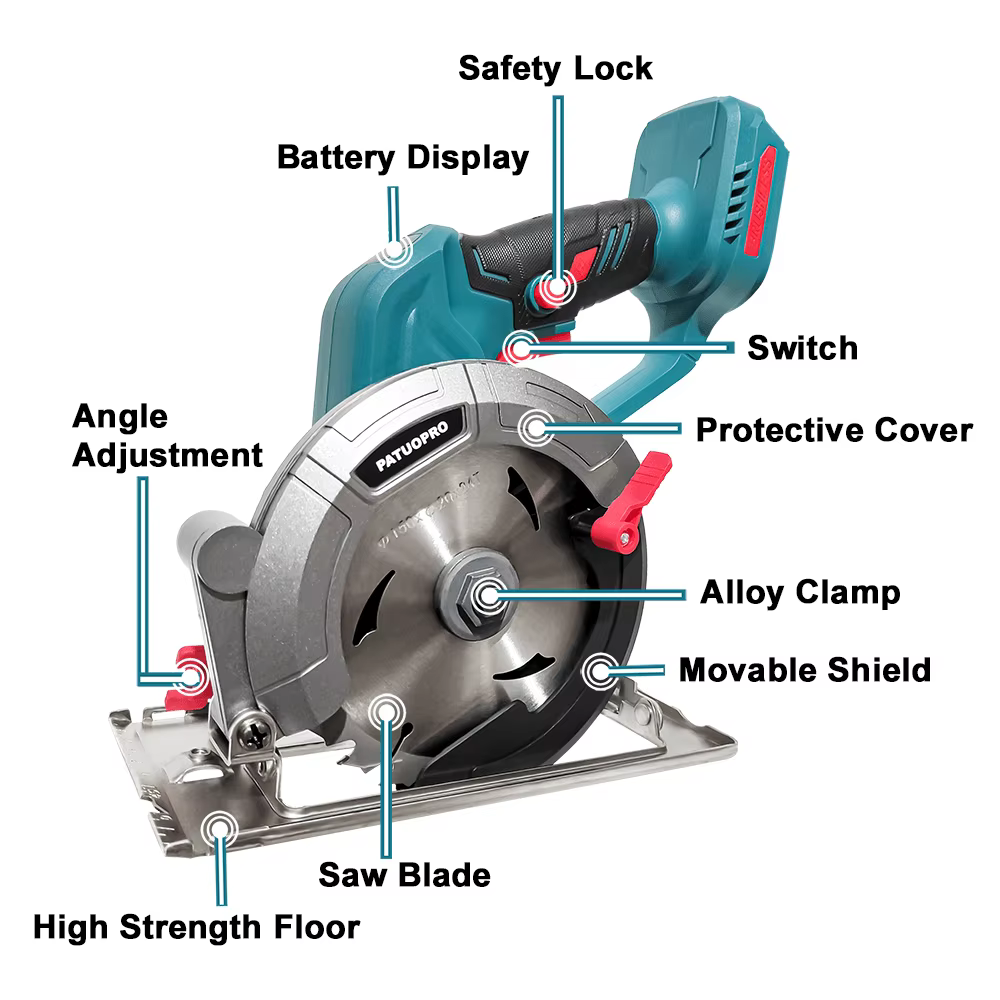 PATUOPRO 150mm scie circulaire électrique sans brosse 6 pouces