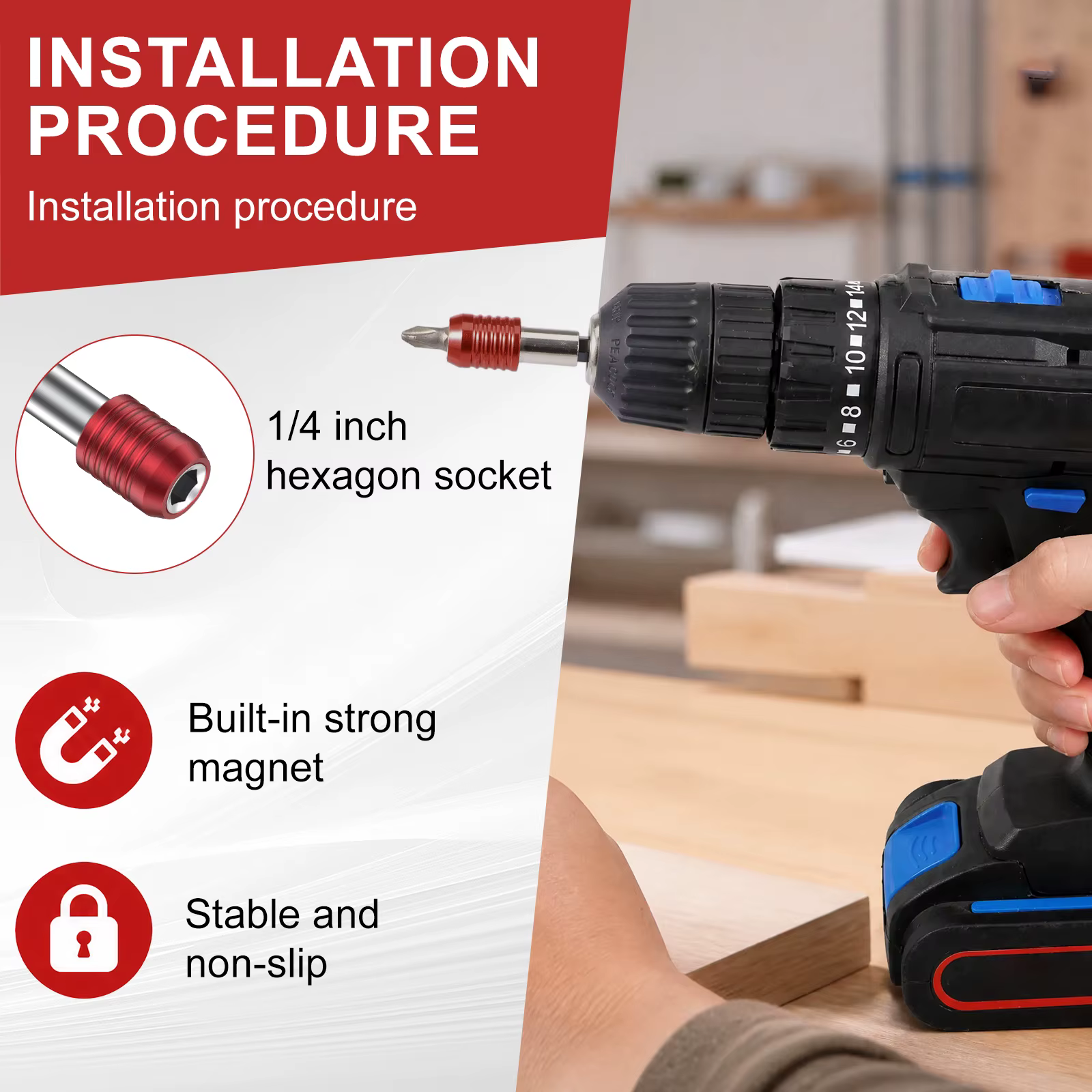 Kit d'extension magnétique pour embouts de perceuse