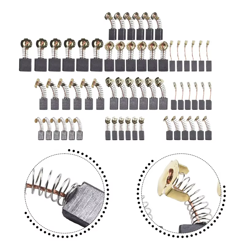 Ensemble de 60 pièces de 10 types de kits de remplacement de balais de carbone pour la réparation et l'entretien des