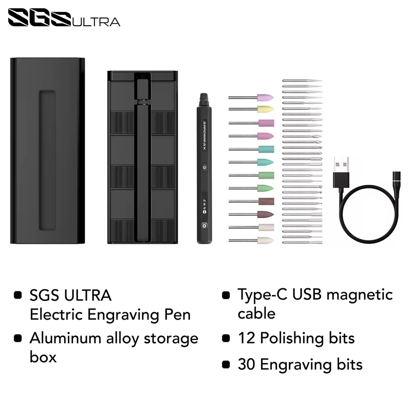 ARROWMAX SGS Stylo de gravure sans fil, kit d'outils rotatifs, mini-meuleuse électrique avec 42 embouts pour l'artisanat, la sculpture sur métal, le bois et le verre