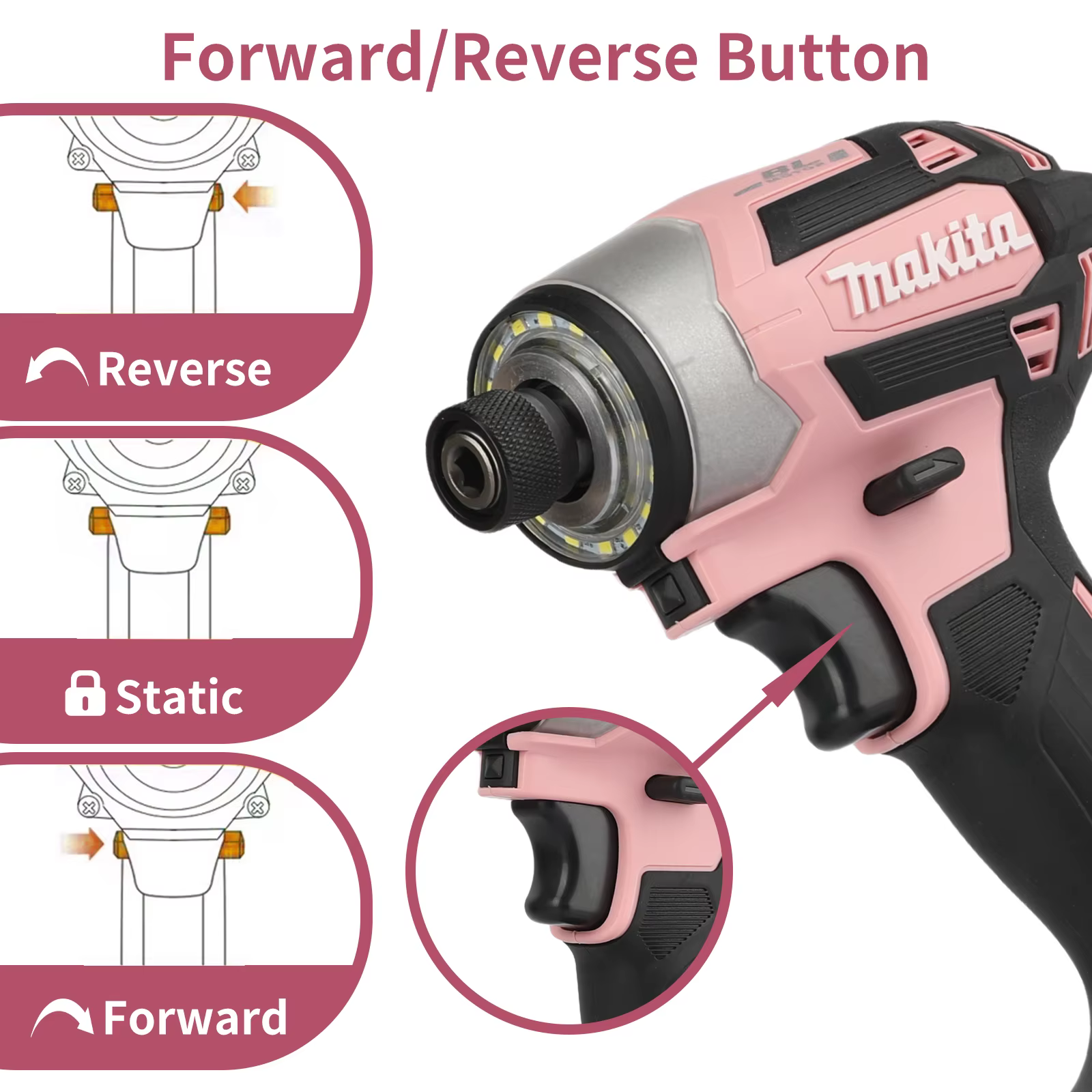Makita 18V DTD173 Noir Rose Perceuse sans balais Outil électrique pour l'amélioration de l'habitat et le bricolage 180
