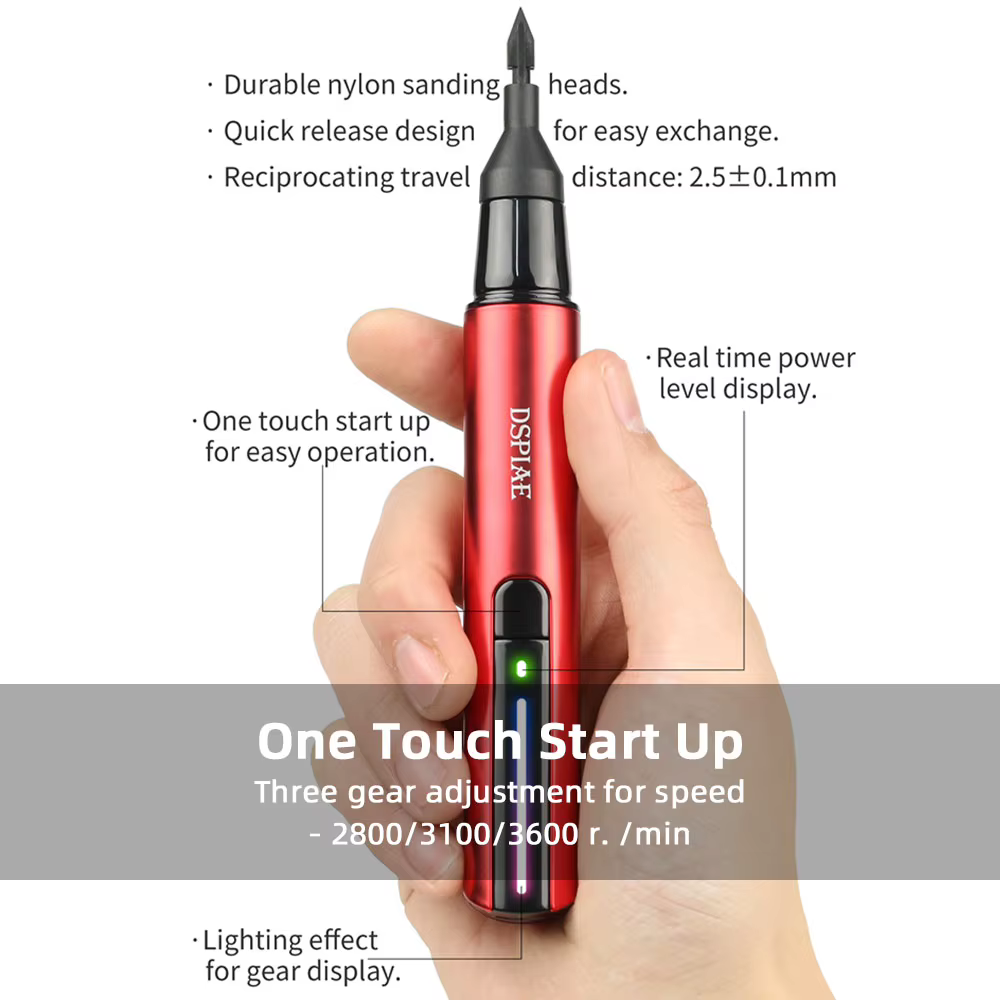 Ponceuse alternative DSPIAE ES-A avec chargement USB-stylo de meulage électrique pour le ponçage de modèles en plastique et outils d'artisanat militaire