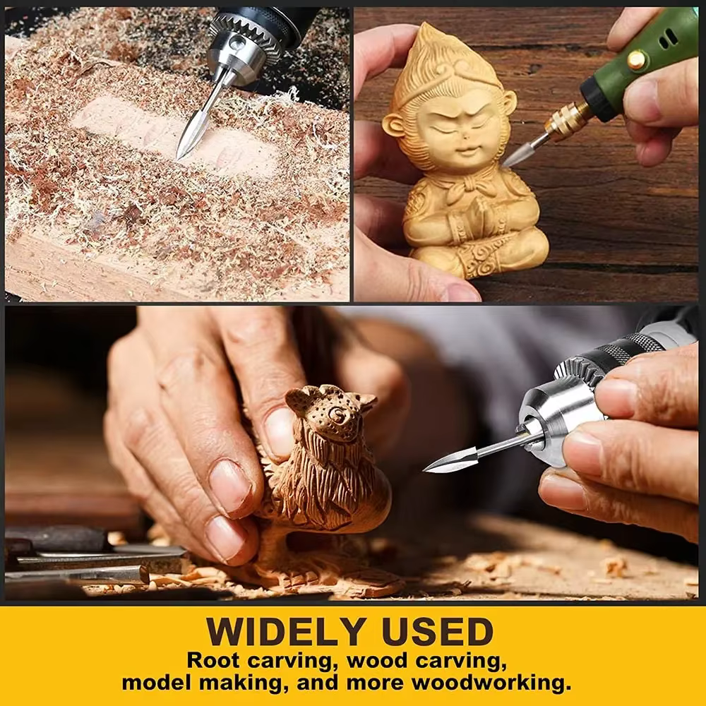 Outils de sculpture sur bois, accessoires de perceuse à graver, mèche, artisanat du bois, meulage du bois, outil de bricolage, montage universel pour outils rotatifs