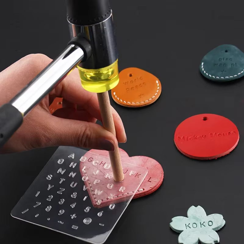 Outil d'estampage d'impression en cuir, poinçon de lettrage en cuir, outil d'impression de maroquinerie translucide, moule en cuivre de type mobile, 1 ensemble