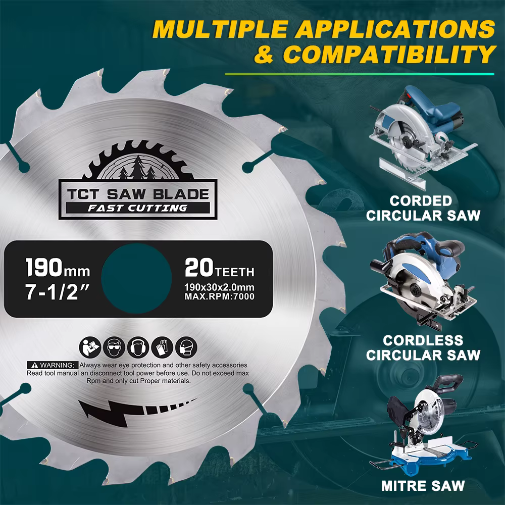 XCAN 1 pièce Lame de scie circulaire 190 mm 20/24/40T TCT