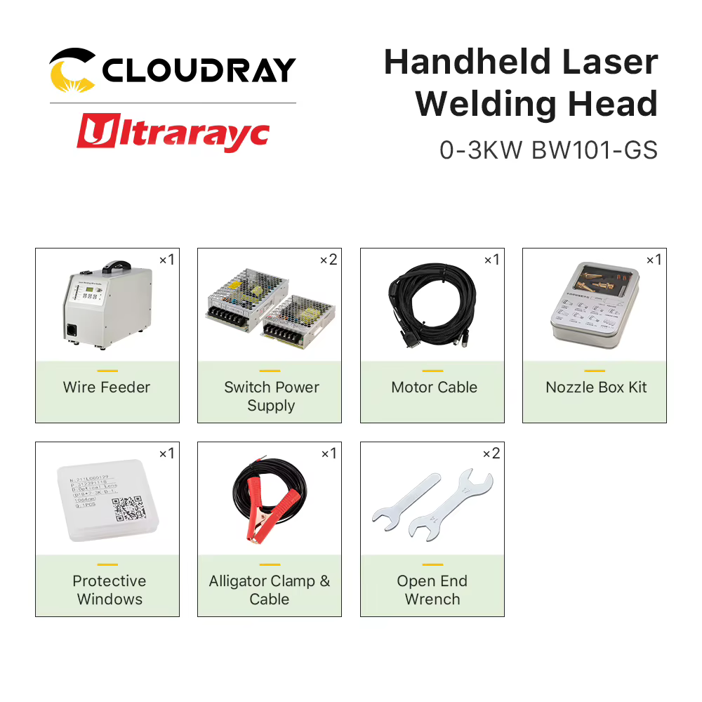 Ultrarayc Raytools BW101 Déterminer la tête de soudage au laser 0-3kW avec chargeur de fil RT-HWS-YB80A pour machine de