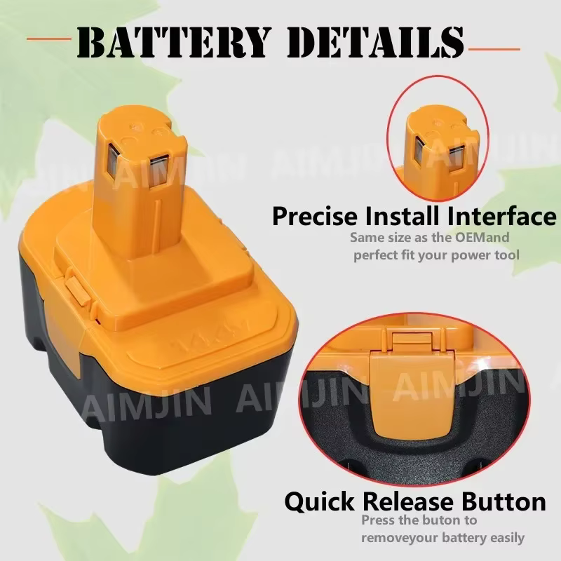 Batterie de remplacement 14.4V 4.8/6.8/9.8Ah NI-laissée Convient pour RYOBI 1400652 1400670 1400652B 1400143 RY-1204