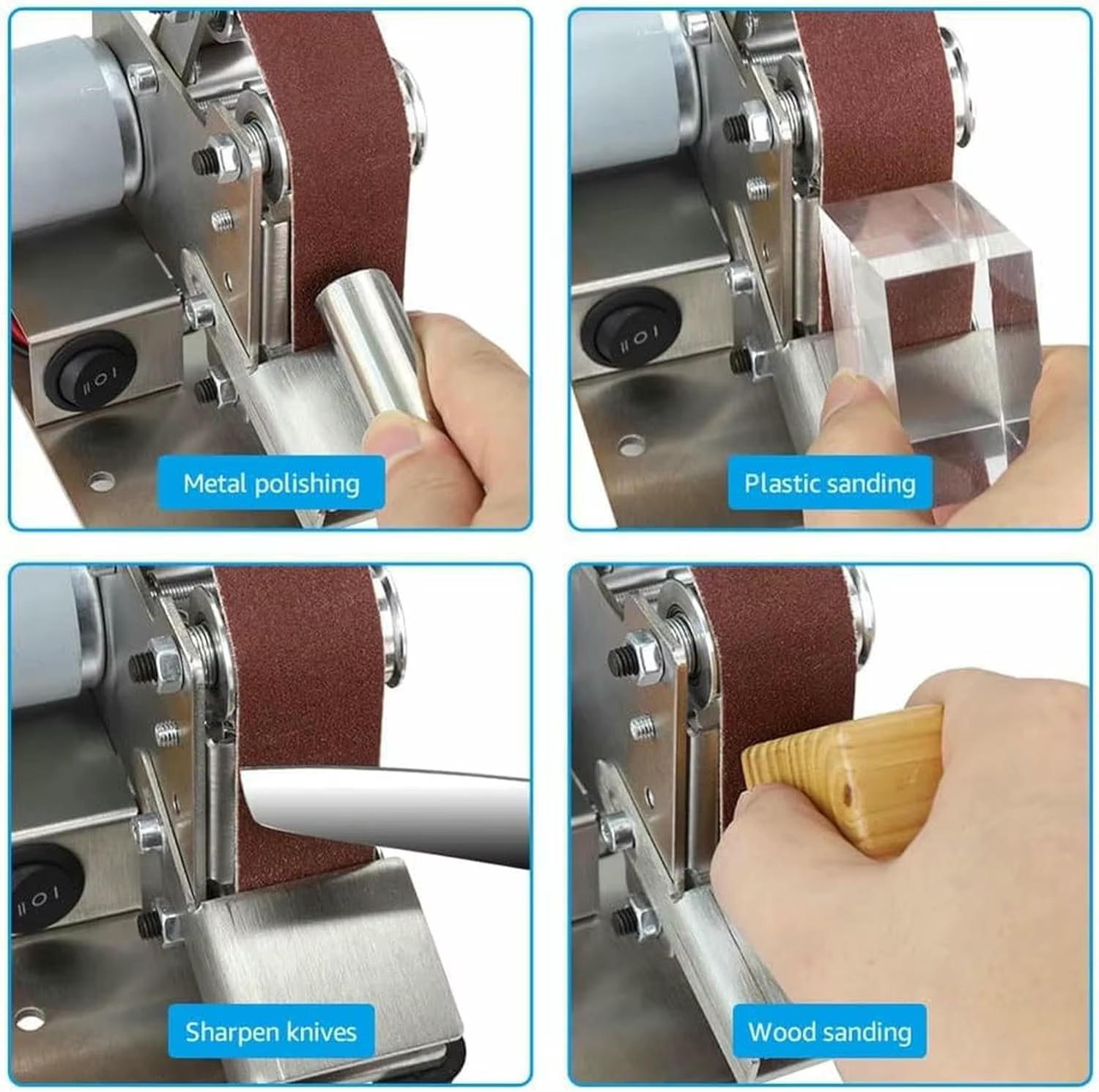 SI FANG ponceuse à bande électrique meuleuse polisseuse avec 10 bandes abrasives 7 vitesses réglage de la vitesse pour la gravure bricolage