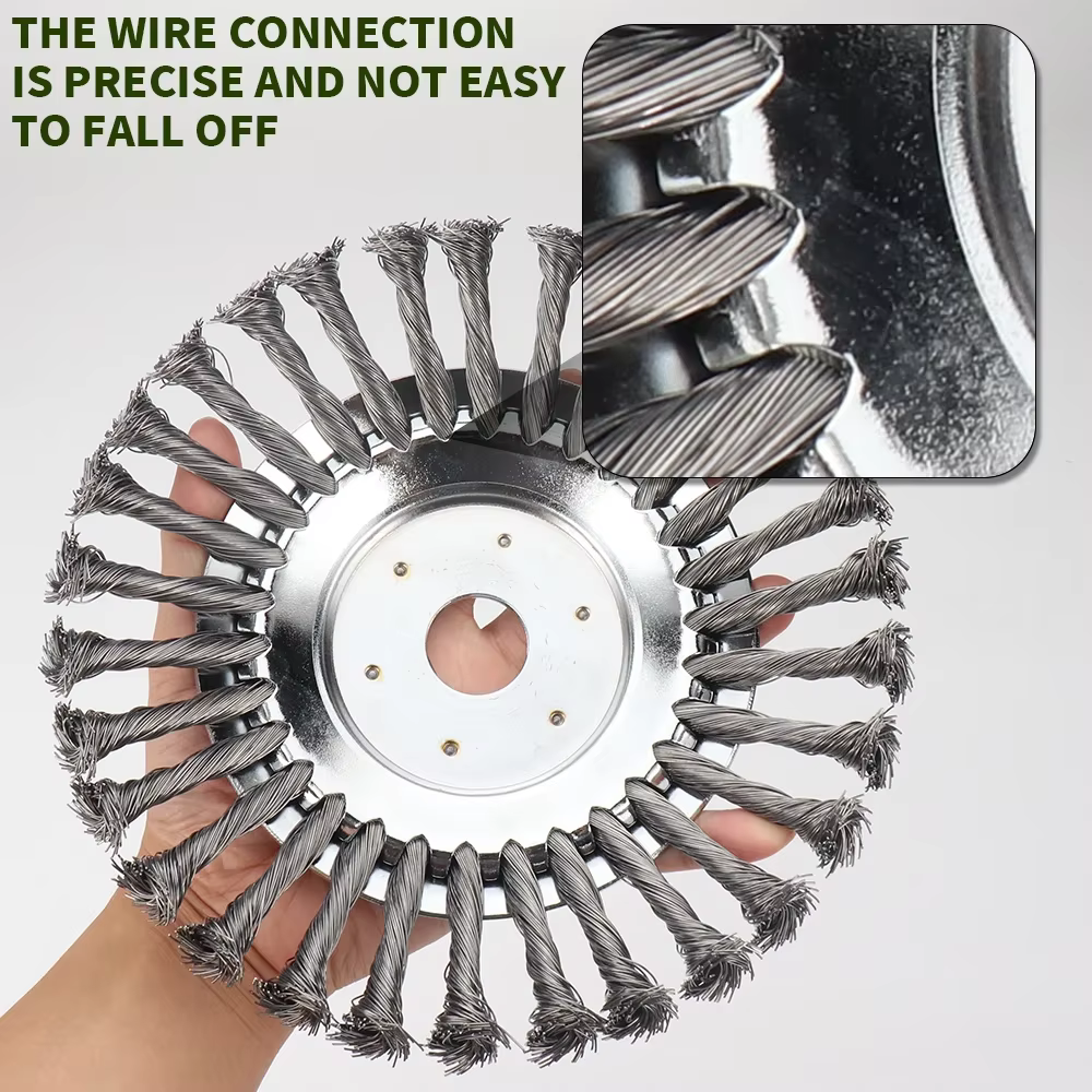 Machine de désherbage pour aménagement paysager, 6/8 pouces, brosse rotative pour mauvaises herbes, Joint, nœud torsadé, roue en fil d'acier, disque de brosse, outil de jardin électrique