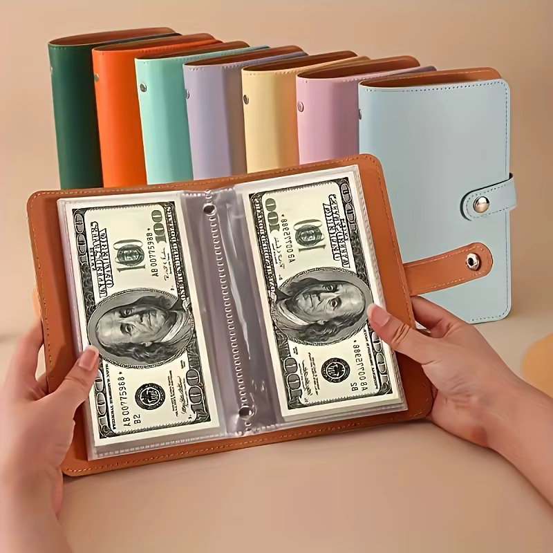 Livre d'épargne pour billets de banque, livre d'épargne avec fermeture, portefeuille à poche rabattable, livre de rangement pour billets simples, livre de collection pratique