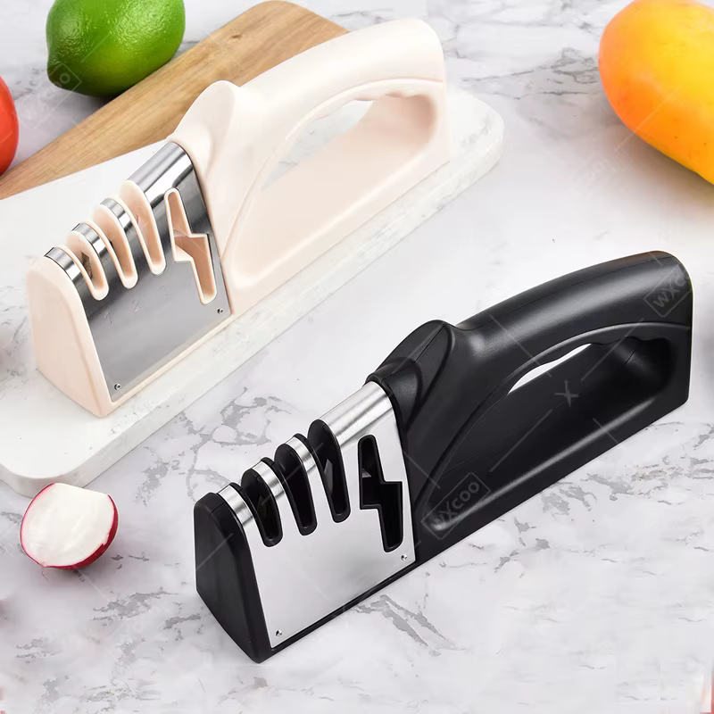 Affûteur de couteaux de cuisine, outil d'affûtage multifonctionnel à 4 segments, affûtage de couteaux Portable antidérapant, Gadgets de cuisine, accessoires