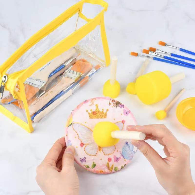 Outil découpage complet démarrage avec 16 pinceaux différentes tailles rangement transparent