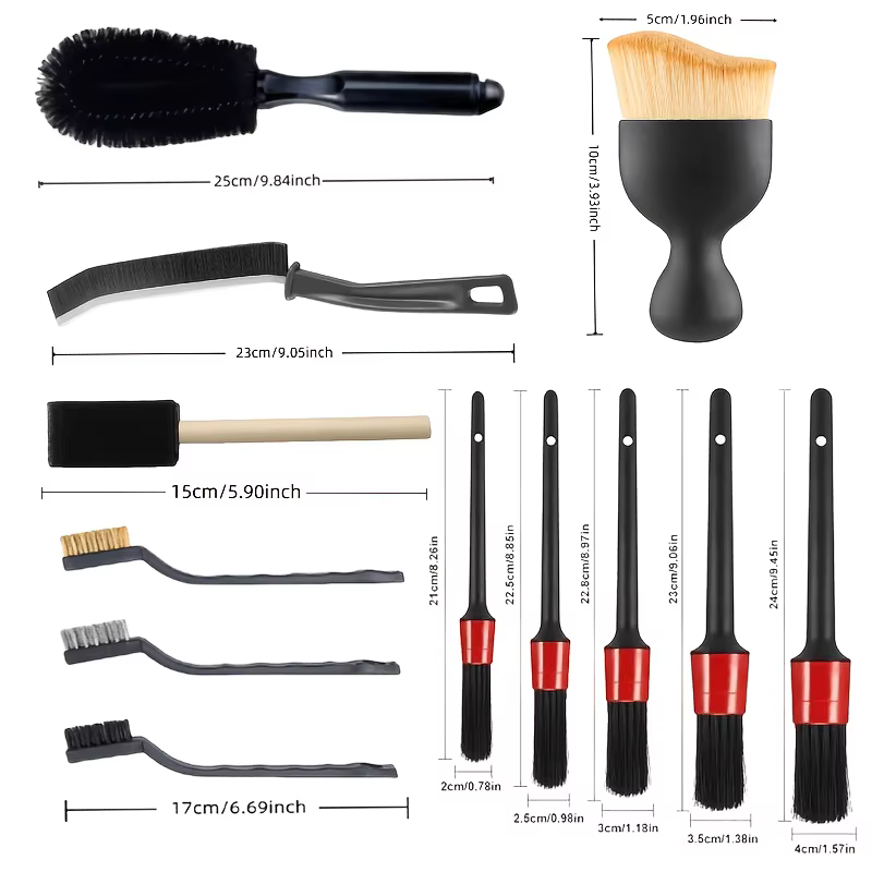 Kit d'outils de nettoyage de voiture, comprenant des brosses de nettoyage, des outils d'entretien de voiture essentiels pour un nettoyage complet de voiture et de moto
