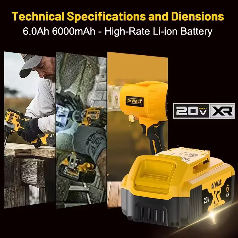 Batterie d'origine DeWALT 20V/60V 6Ah 9Ah MAX FlexVolt pour outil électrique DCB606 DCB205 DCB206 DCB209 DCB182