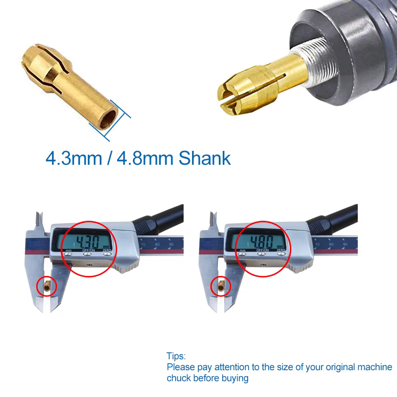 XCAN Mini perceuse pince mandrin 10 pièces 0.5-3.2mm 4.3/4.8mm tige en laiton mandrins adaptateur pour Dremel outil