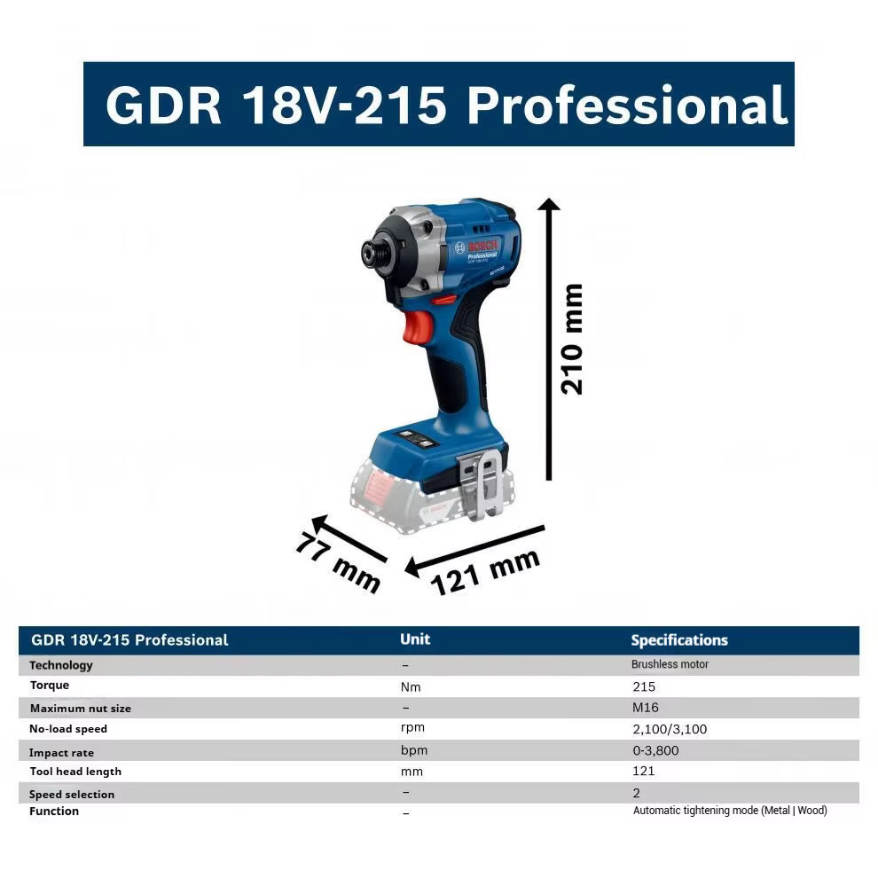 Visseuse à percussion sans fil Bosch GDR 18V-215