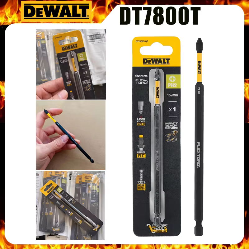 Embout de tournevis à percussion DEWALT DT7800T 152 mm PH2 FlexTorq, extrêmement durable, pour visseuses à percussion