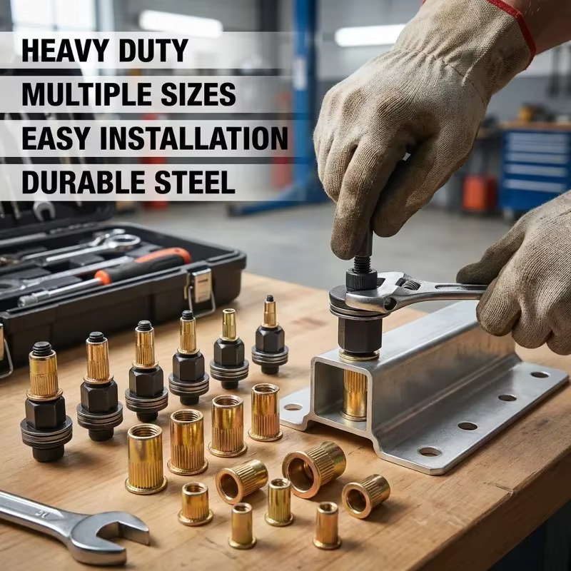 Accessoires pour outil de rivetage manuel : Tête de rivet pour fixation de plaque d'immatriculation