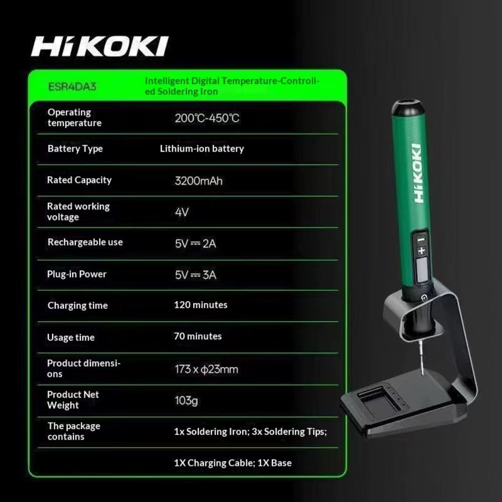 Fer à souder électrique Hikoki ESR4DA3 avec réglage à 4v 3000mah 200-450c