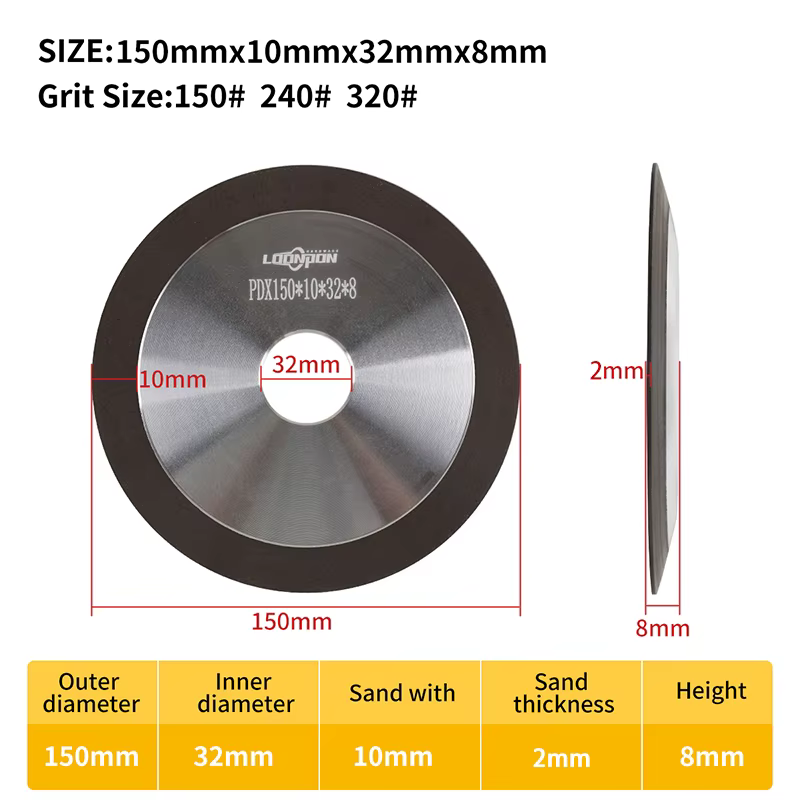 Affûtage de disque de meulage en diamant pour affûteur de fraise en acier au tungstène 100/125/150mm 150-320 # 1 pièce