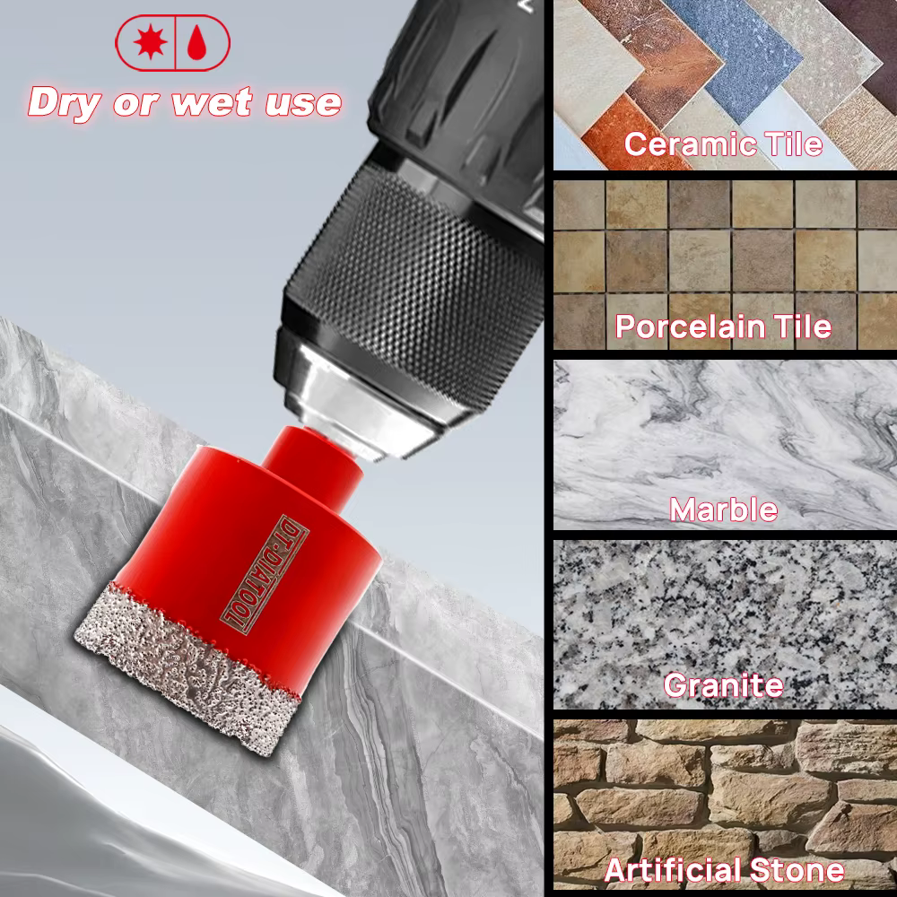 DIATOOL diamant forets Kit Triangle tige trou scie noyau couronne marbre granit porcelaine carrelage céramique