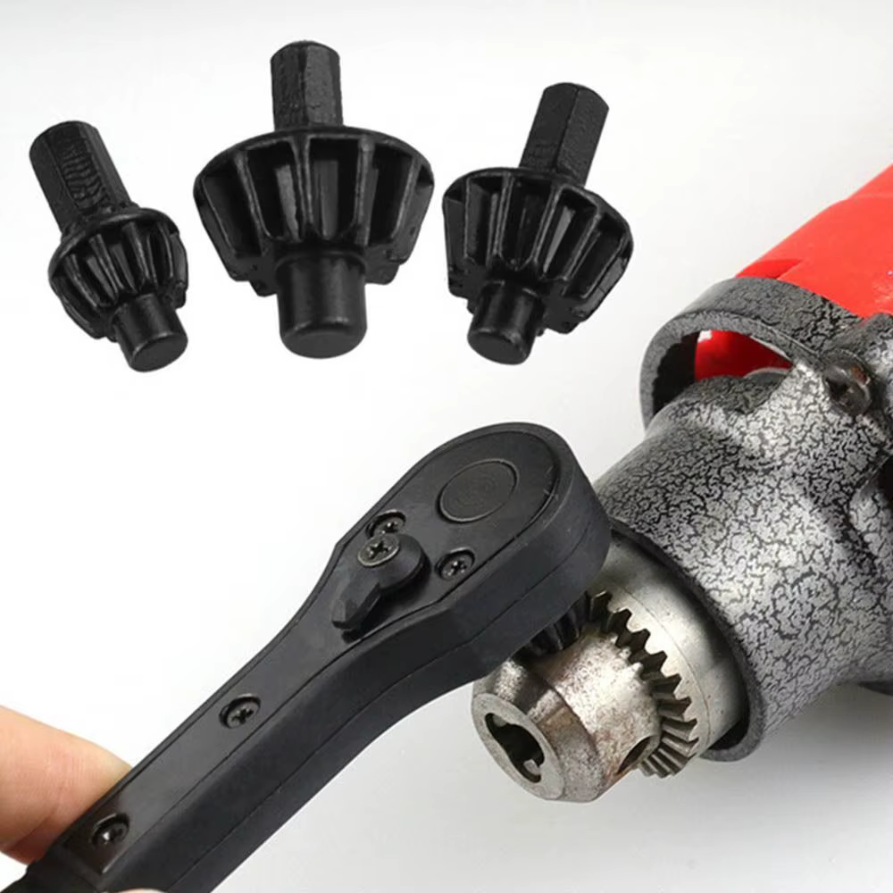 Clé à cliquet à double tête pour mandrin de perceuse
