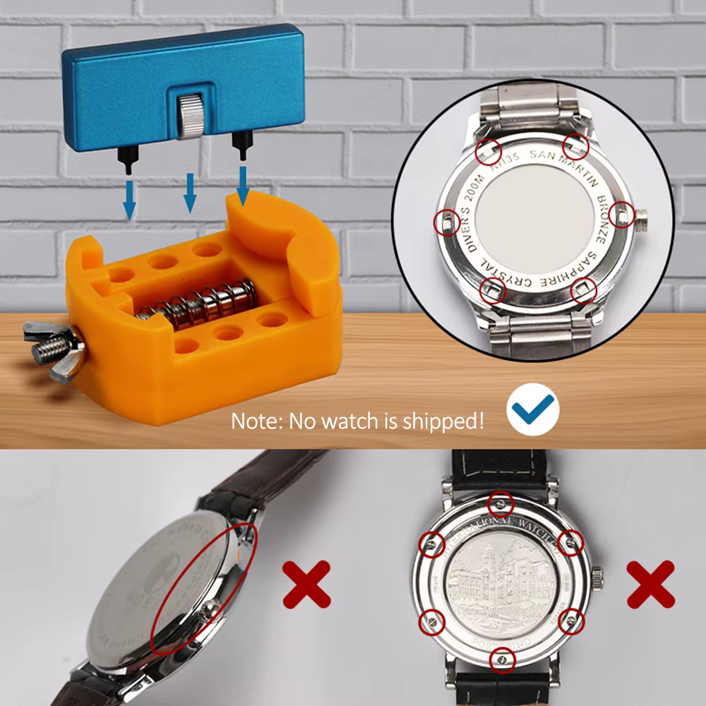 Kit d'outils de remplacement de batterie de montre, clé de montre, dissolvant arrière pour rotation, couvercle de montre ouvert, ensemble d'ouvreur de boîtier de montre