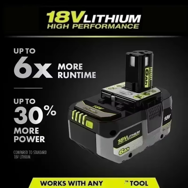 Batterie au lithium haute performance RYOBI 18V sans effet mémoire et à faible autodécharge pour tous les outils P104, P107 P108 P109