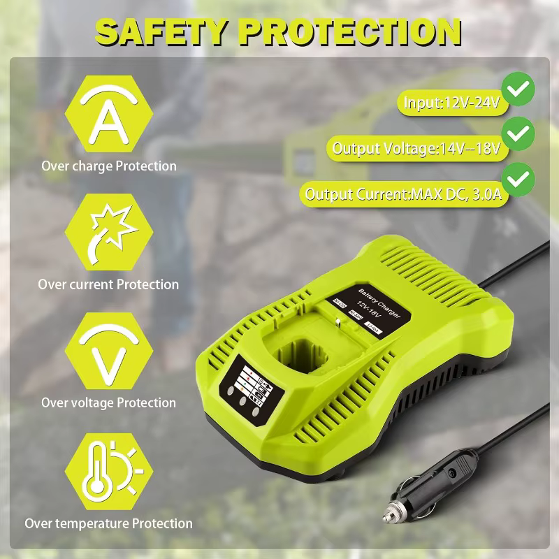 Chargeur de batterie pour Ryobi 18V Lithium Portable allume-cigare prise voiture