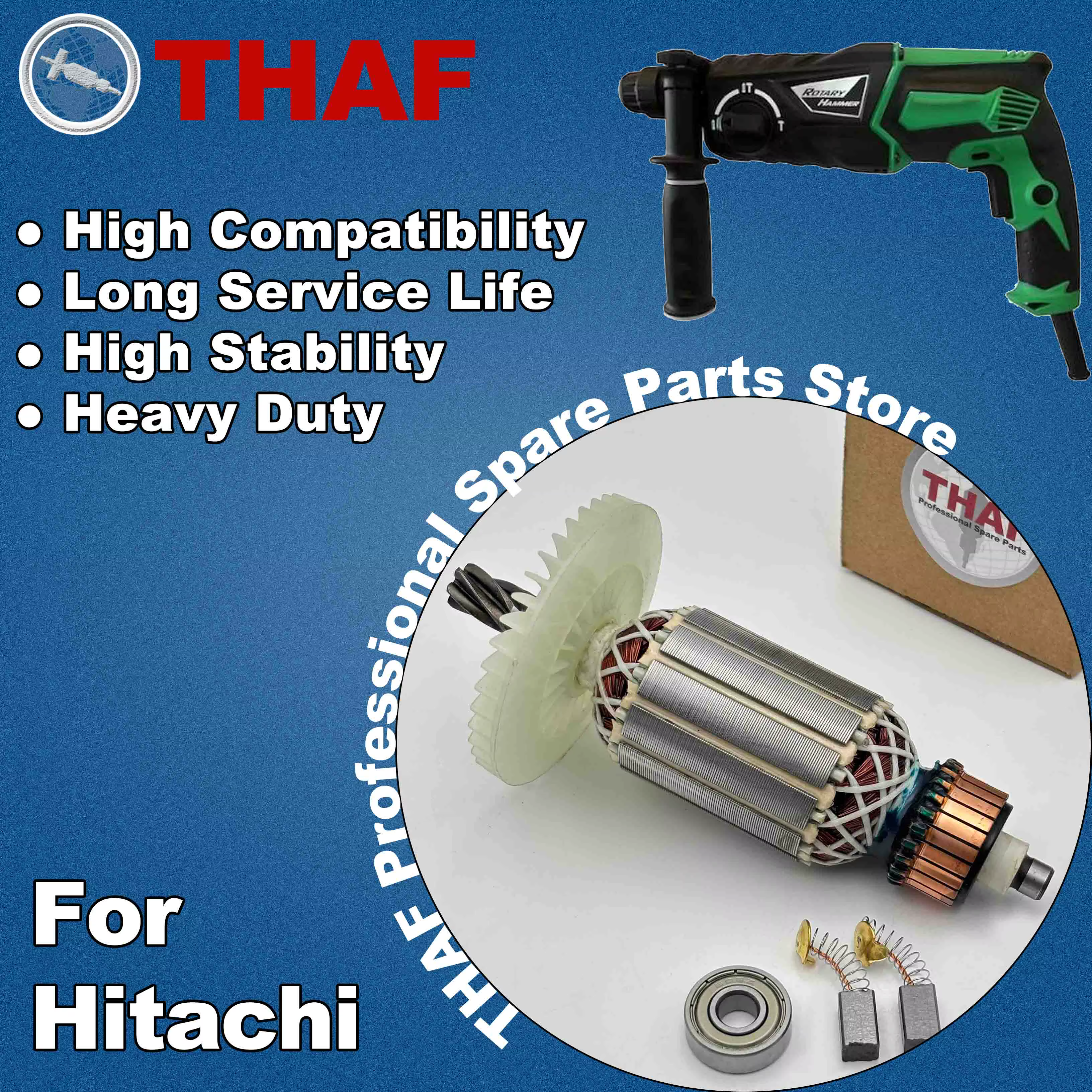 AC 220V 240V DH26 Induit Rotor Stator Field pour HITACHI Perceuse A Percussion Pièces de rechange DH 26