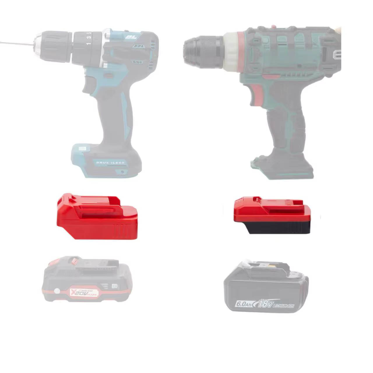 Adaptateur de batterie Makita 18V/Parkside pour convertisseur d'outils Makita/Lidl PARKSIDE X20 (outils