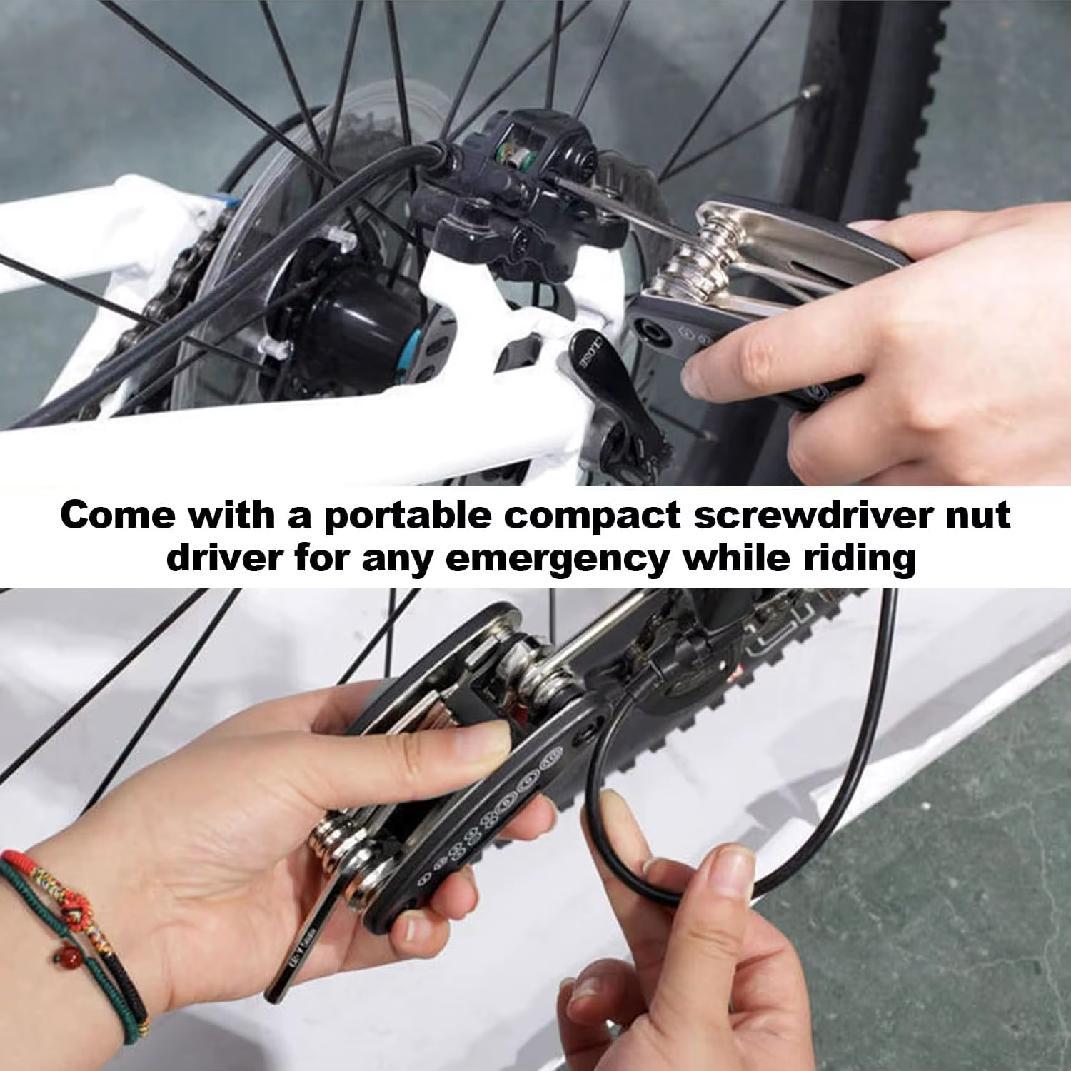 Kit d'outils de réparation de vélo portable 16 en 1 pour VTT et vélos de route