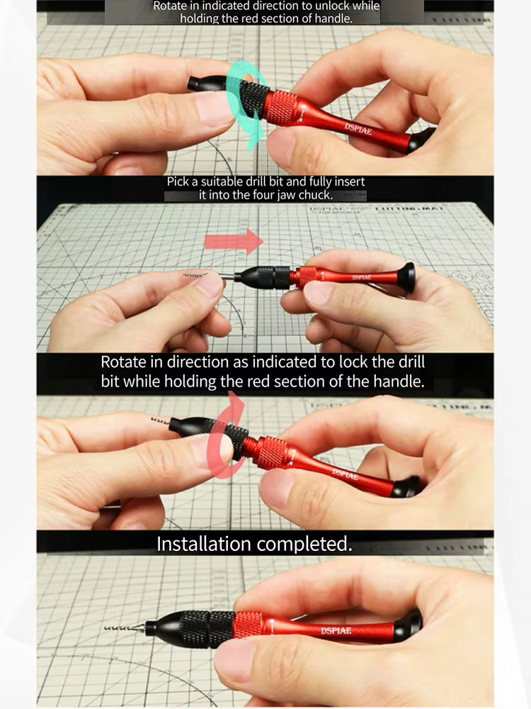 DSPIAE AT-SHD BE outil de ching en alliage d'aluminium jeu de perceuse à main de précision