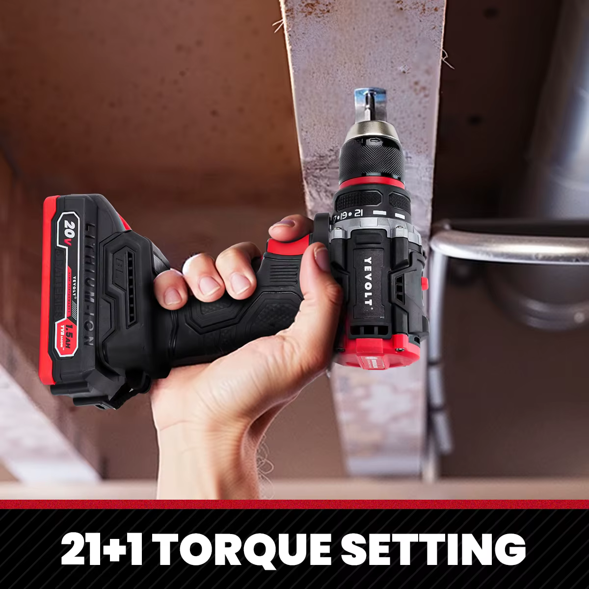 YEVOLT perceuse électrique 20V sans brosse Li-ion Compact sans fil 21 + 1 pilote tournevis à main outils électriques série YVGBD20DU2